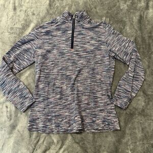 Robert Graham Mens Medium Classic Fit 1/4 Zip Pullover Knit Sweater Blue Heather